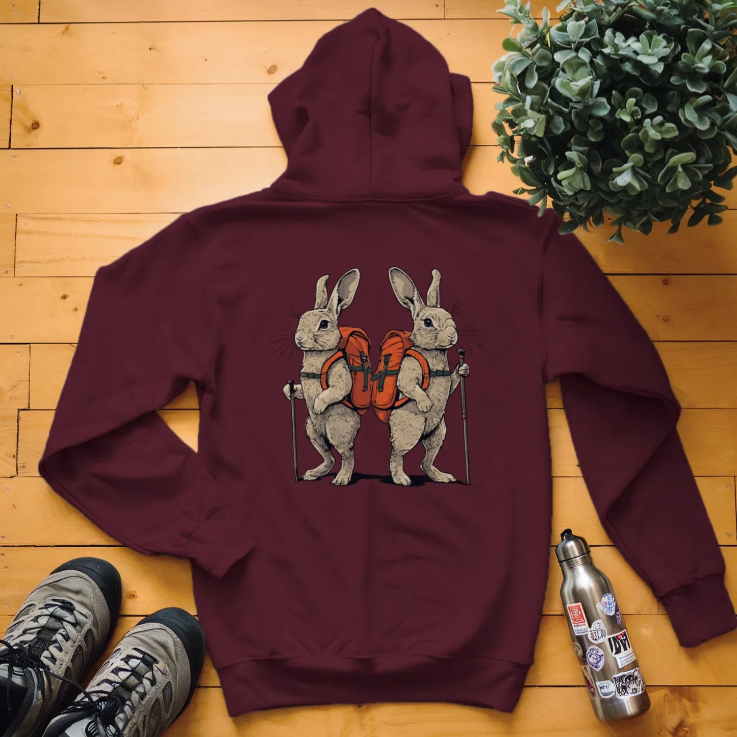 Rabbit Backpacker Couple Hoodie