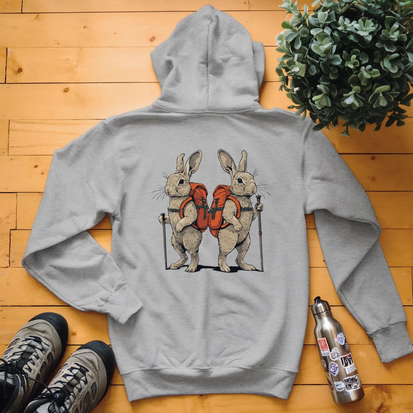 Rabbit Backpacker Couple Hoodie
