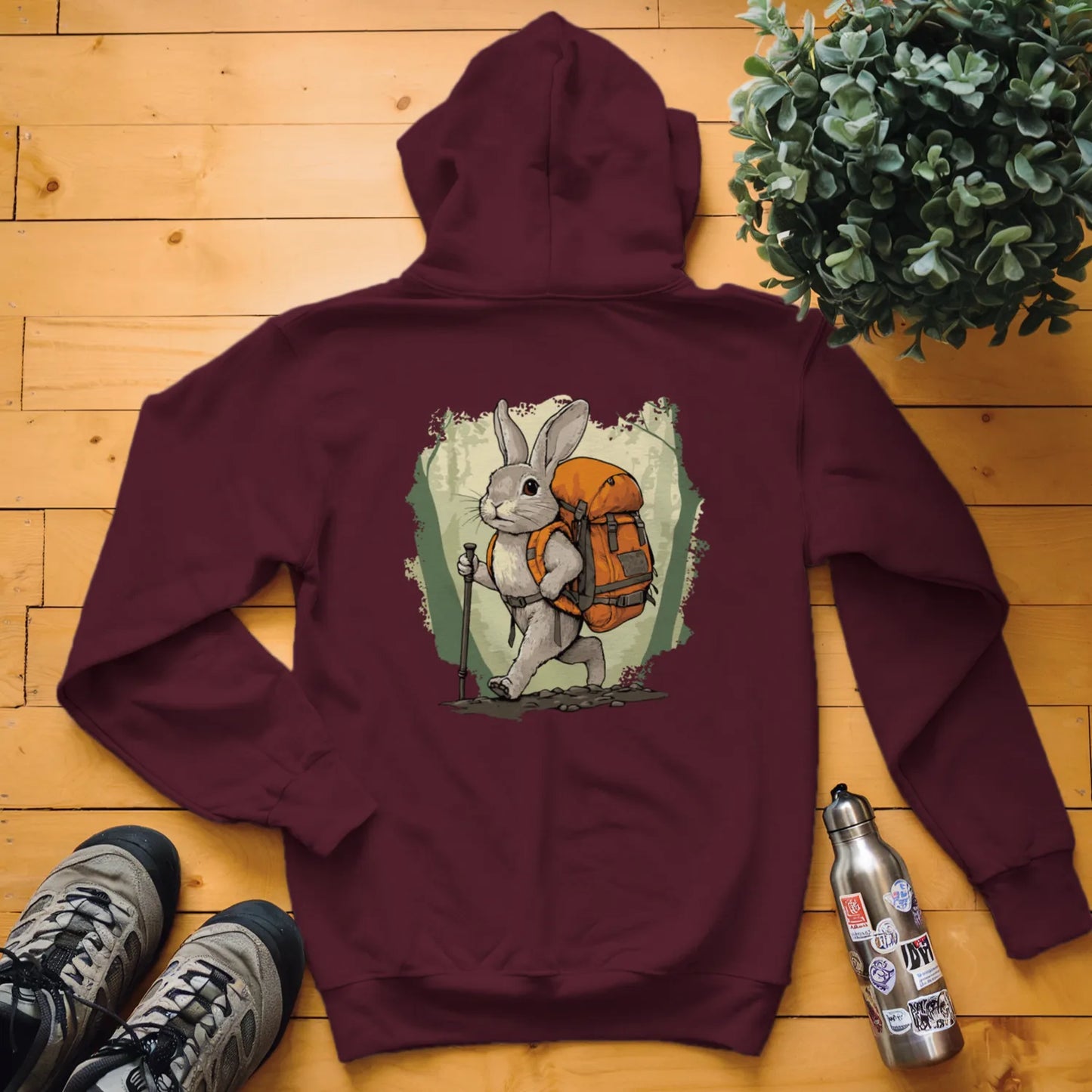 Rabbit Backpacker In The Forest Hoodie