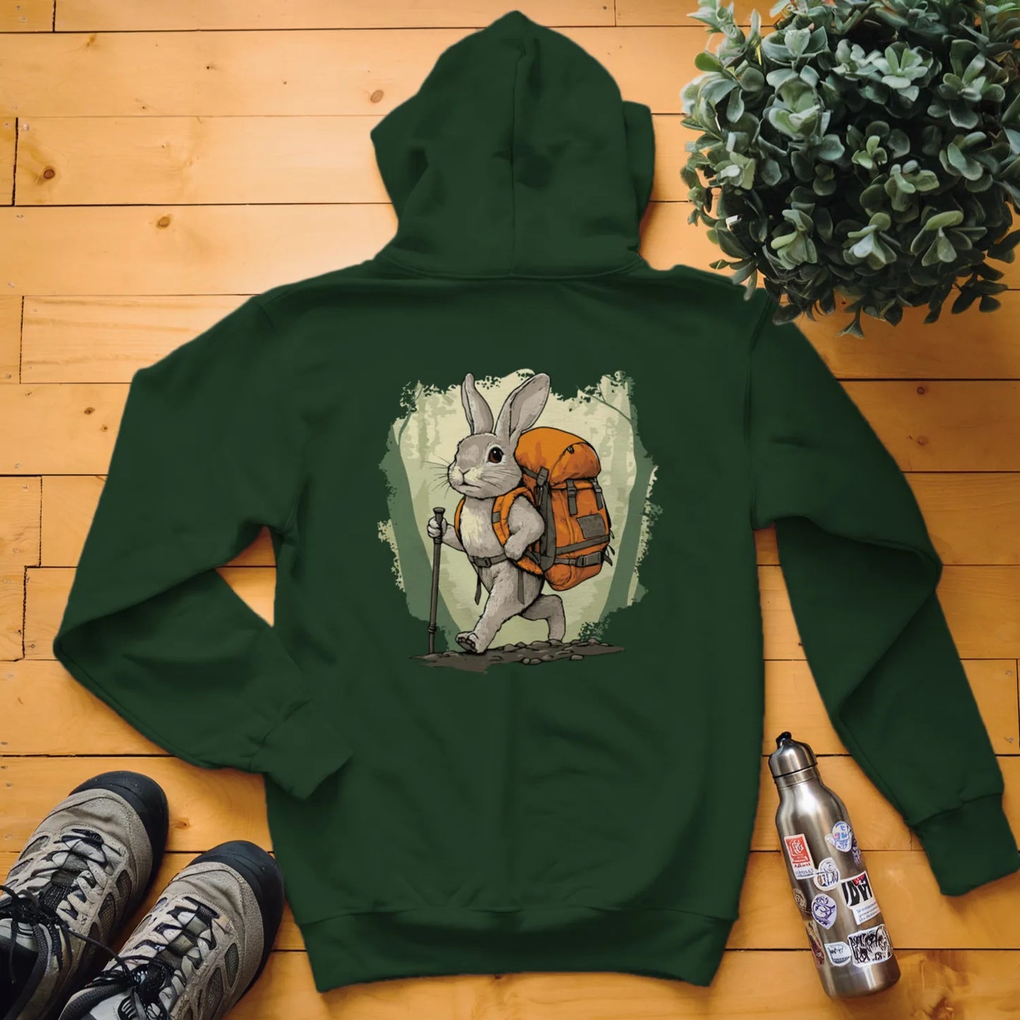Rabbit Backpacker In The Forest Hoodie