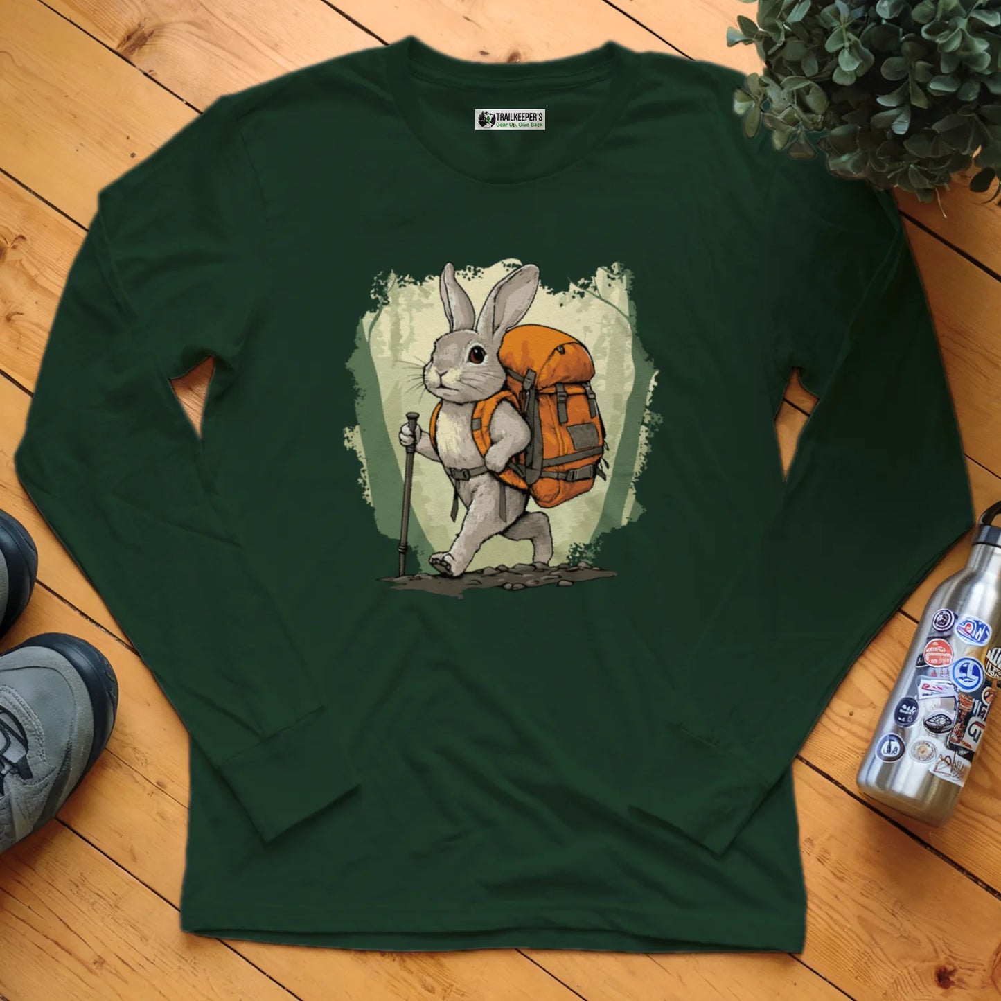 Rabbit Backpacker In The Forest Long Sleeve T-Shirt