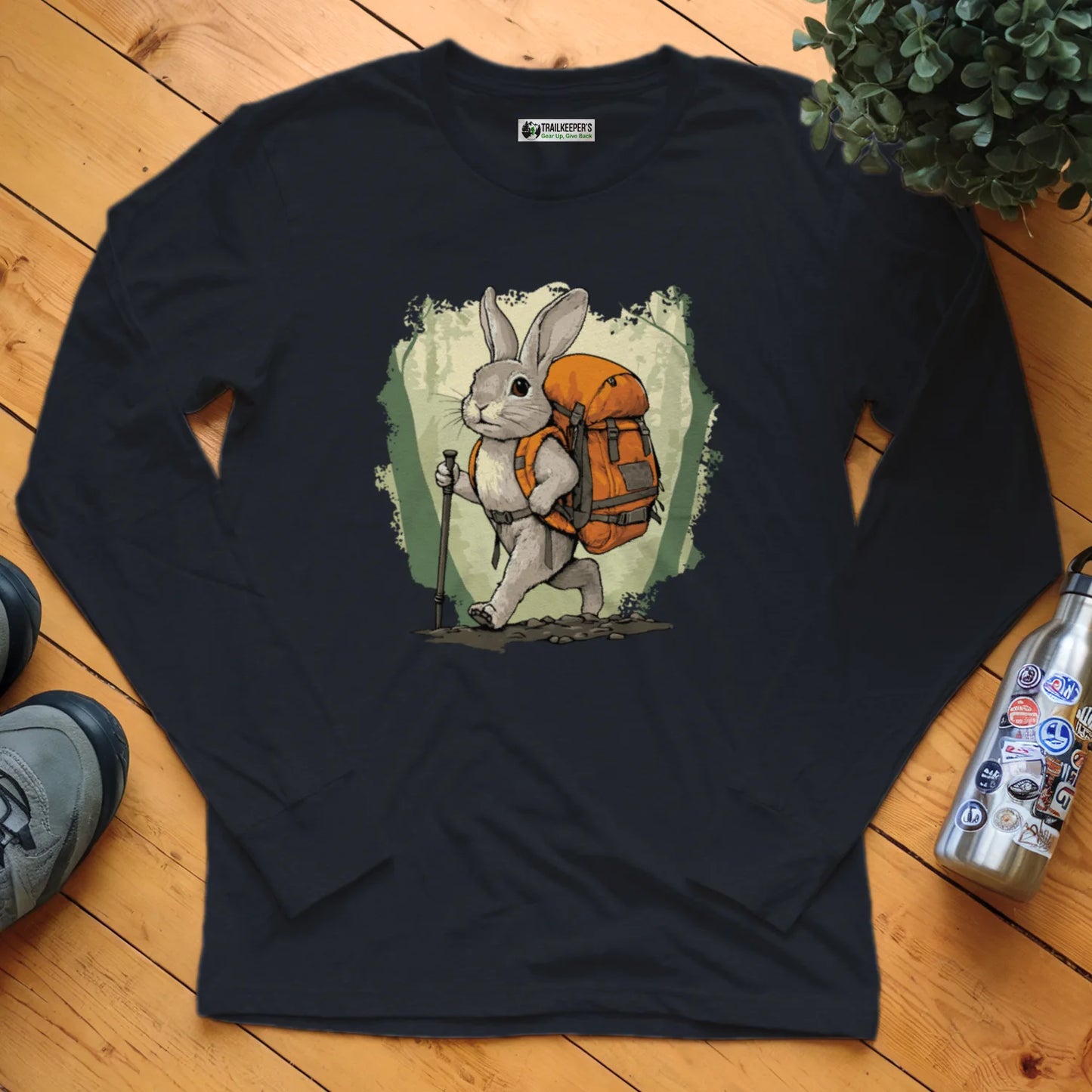 Rabbit Backpacker In The Forest Long Sleeve T-Shirt