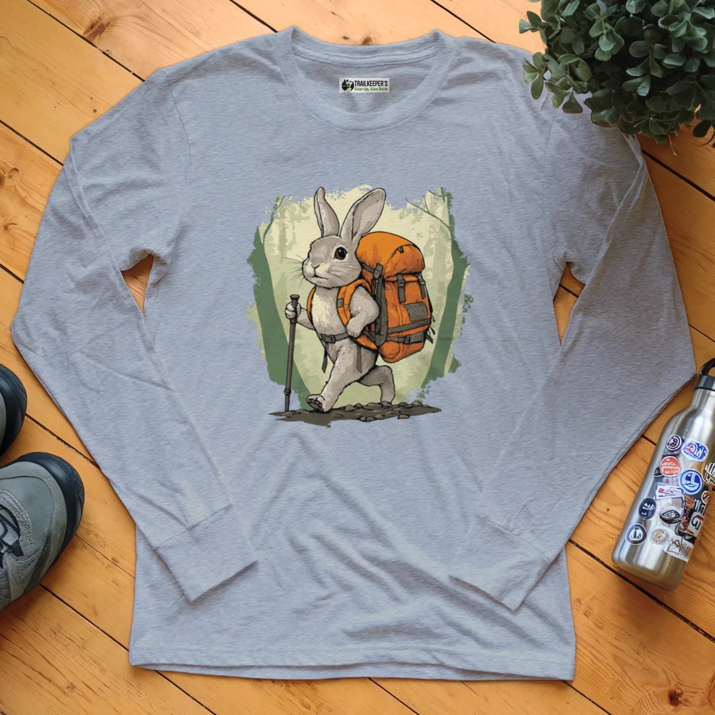Rabbit Backpacker In The Forest Long Sleeve T-Shirt