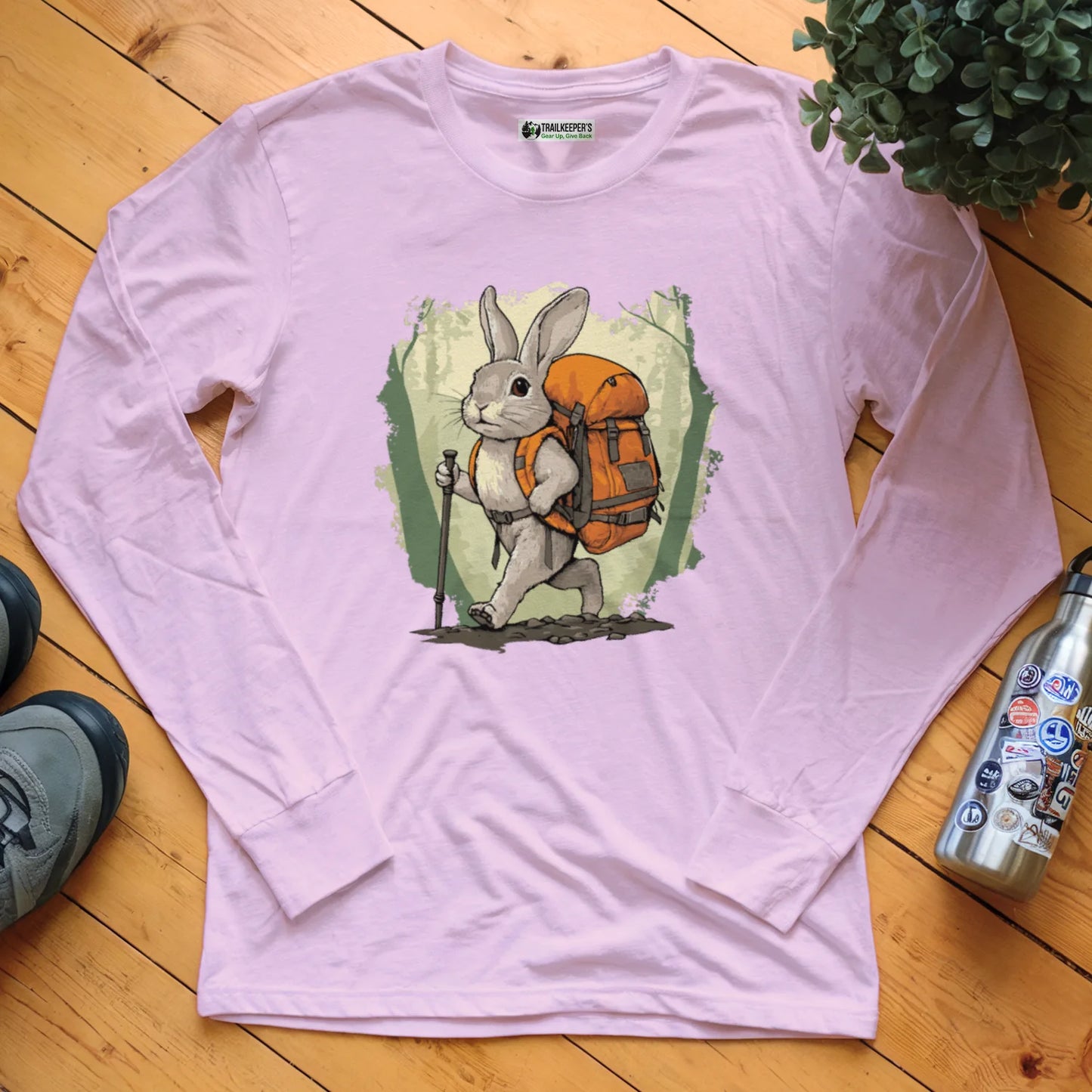 Rabbit Backpacker In The Forest Long Sleeve T-Shirt