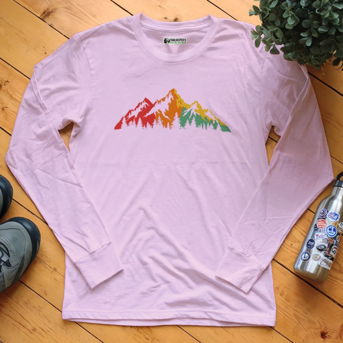 Rainbow Mountain Scene Long Sleeve T-Shirt