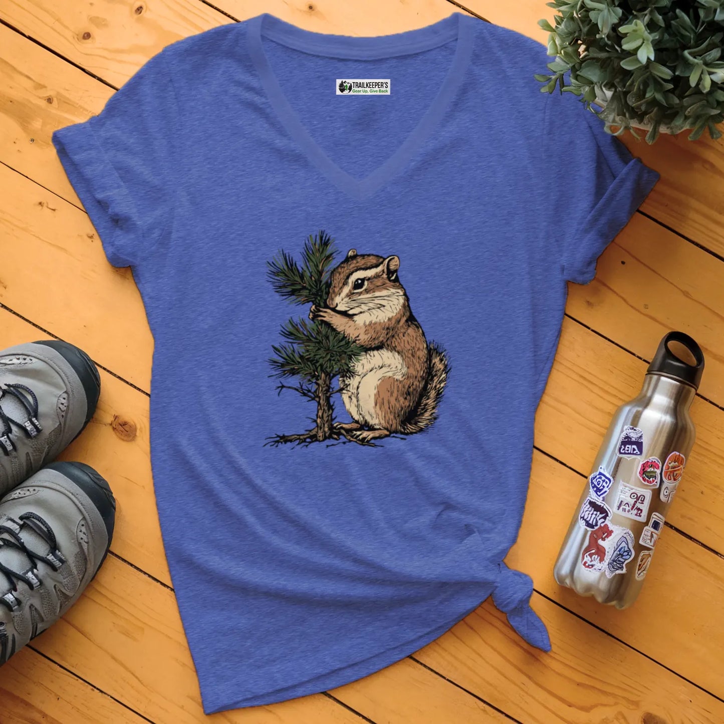 Squirrel Tree Hugger V-Neck T-Shirt