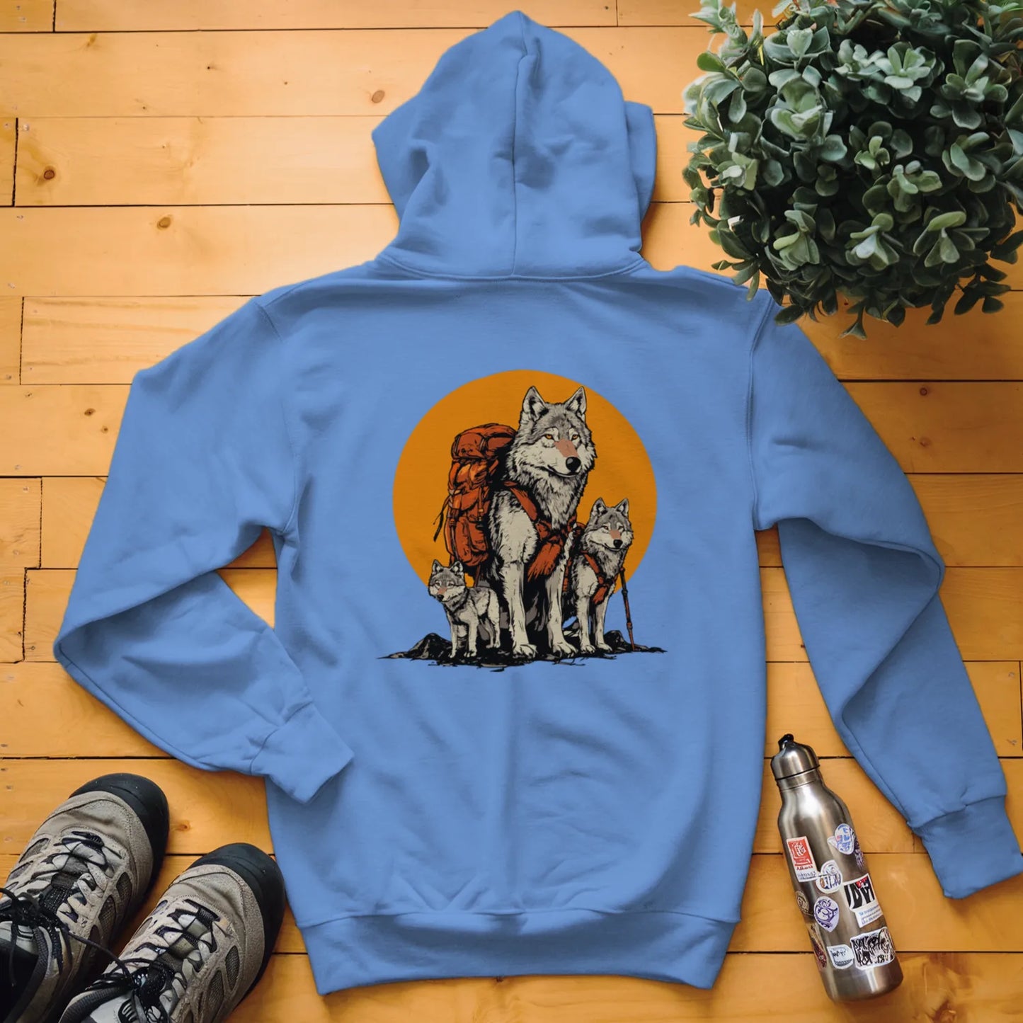 Wolf Backpacker Family Hoodie