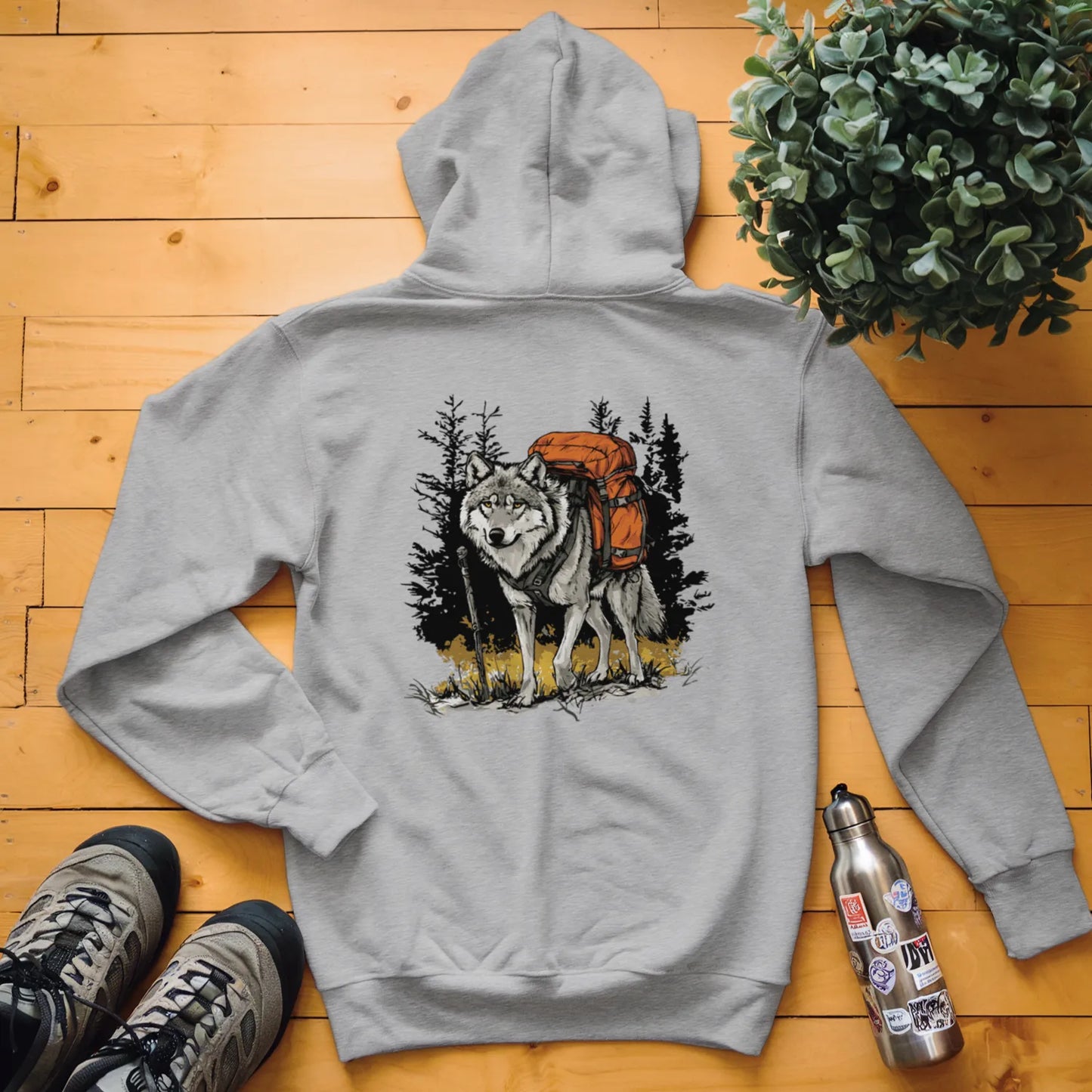 Wolf Backpacker In The Forest Hoodie