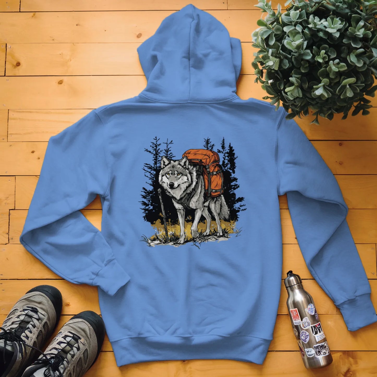 Wolf Backpacker In The Forest Hoodie