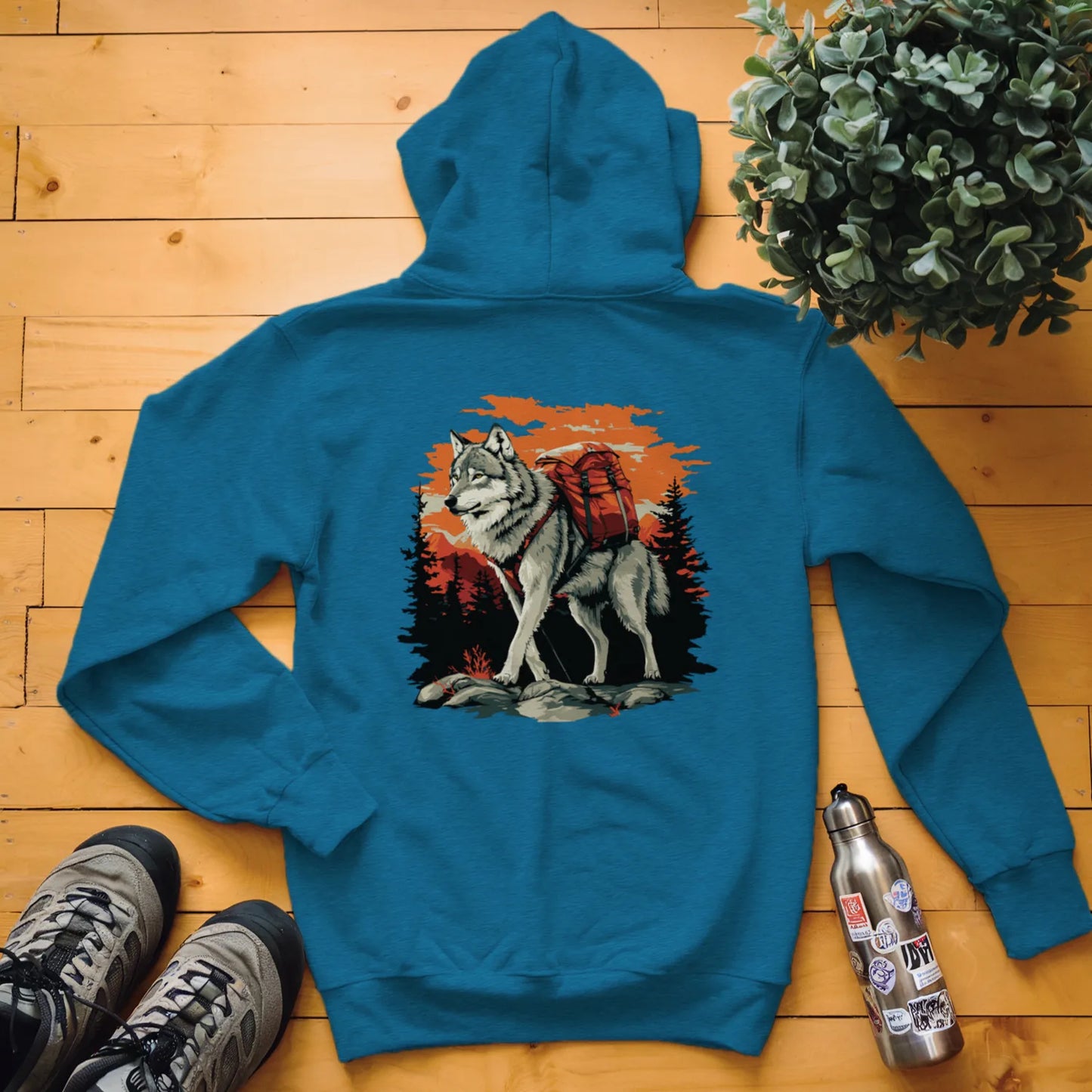 Wolf Backpacker In The Forest Hoodie
