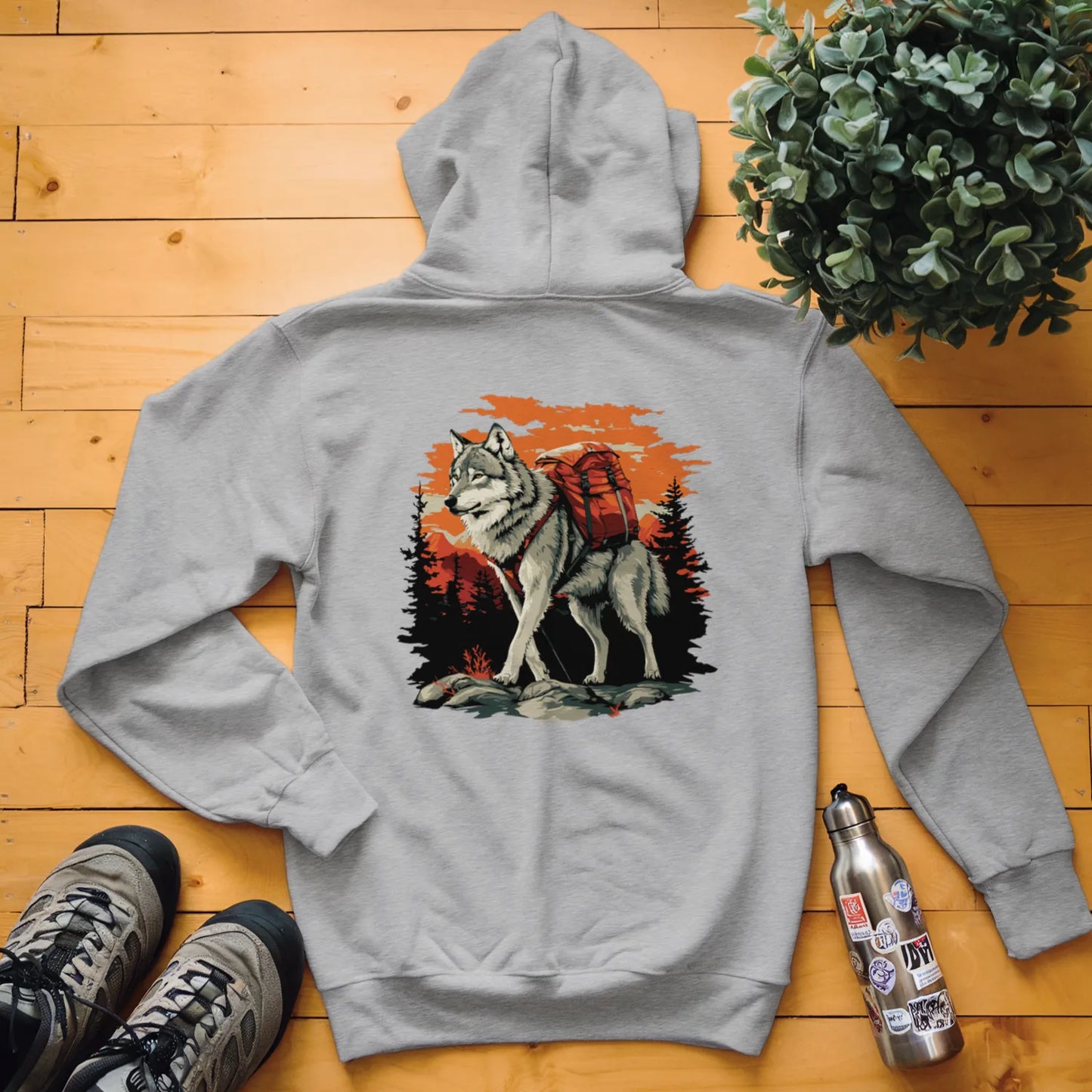 Wolf Backpacker In The Forest Hoodie