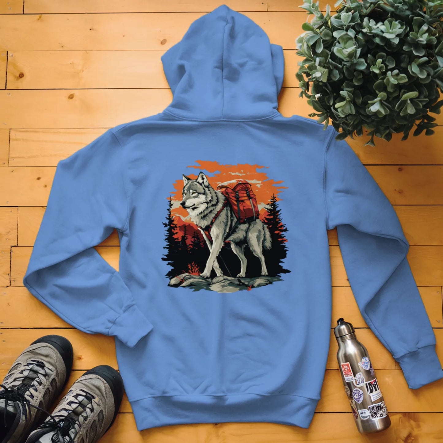 Wolf Backpacker In The Forest Hoodie