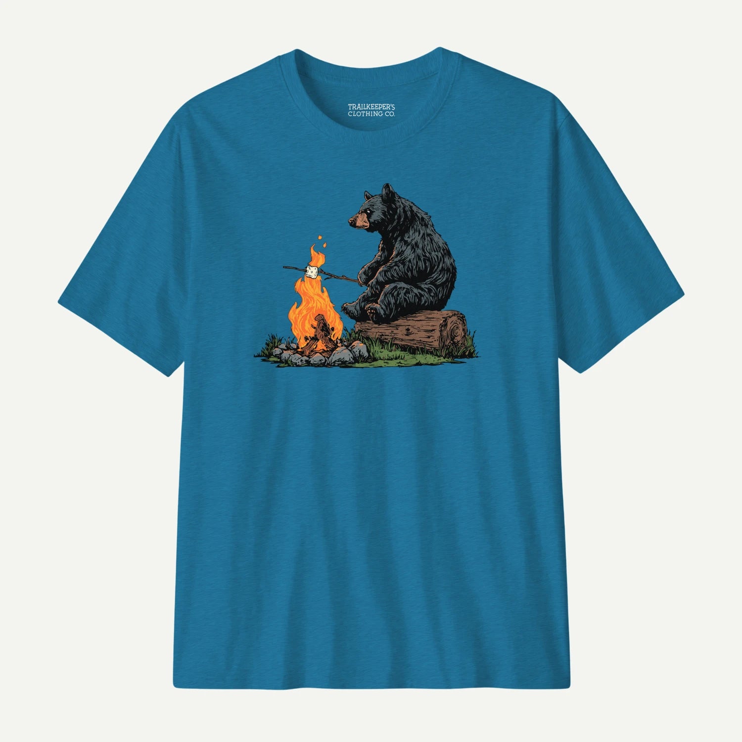 wir zelten schwarz t shirt T-Shirt „Black Bear Marshmallow Roaster“ – Trailkeeper's Clothing Co