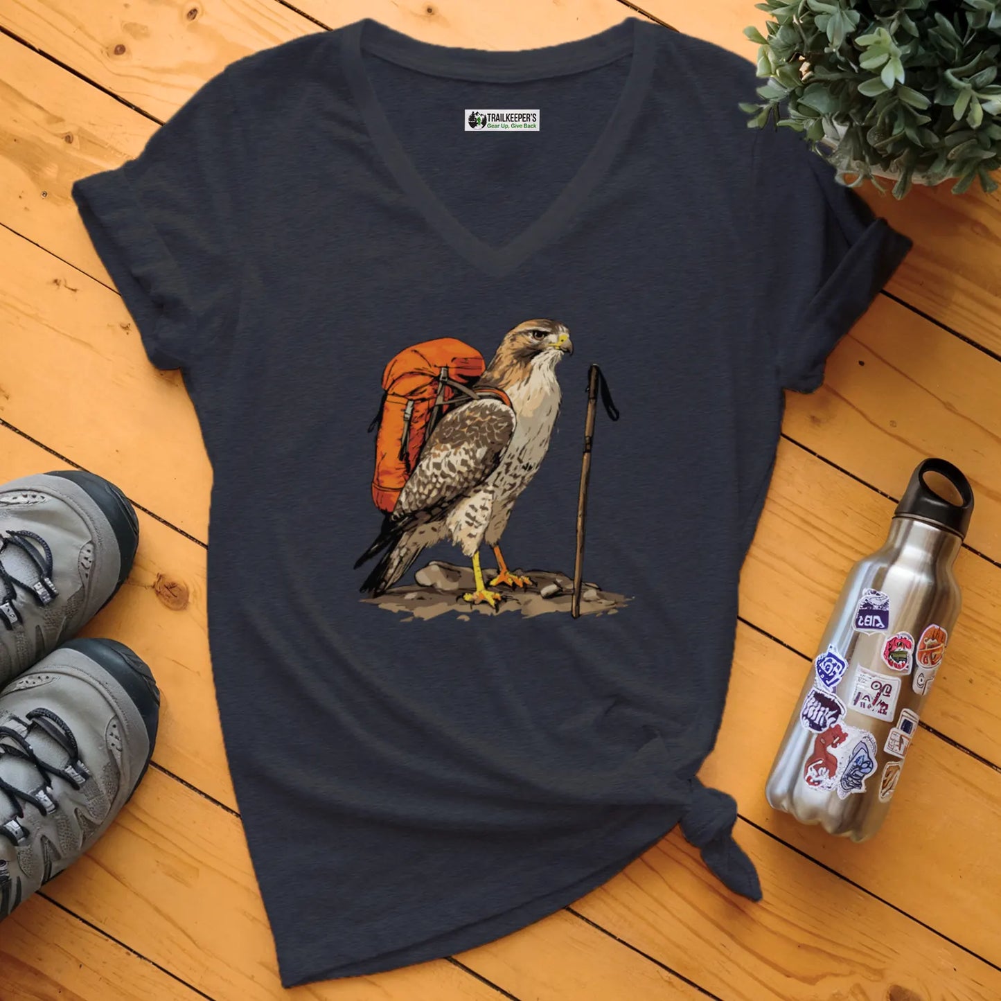 Alaskan Red-tailed Hawk V-Neck T-Shirt