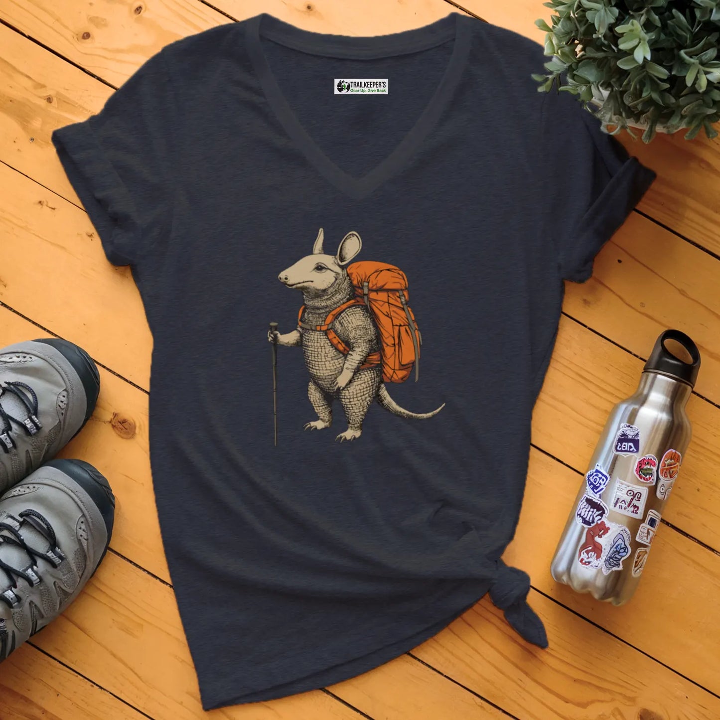 Armadillo Backpacker V-Neck T-Shirt