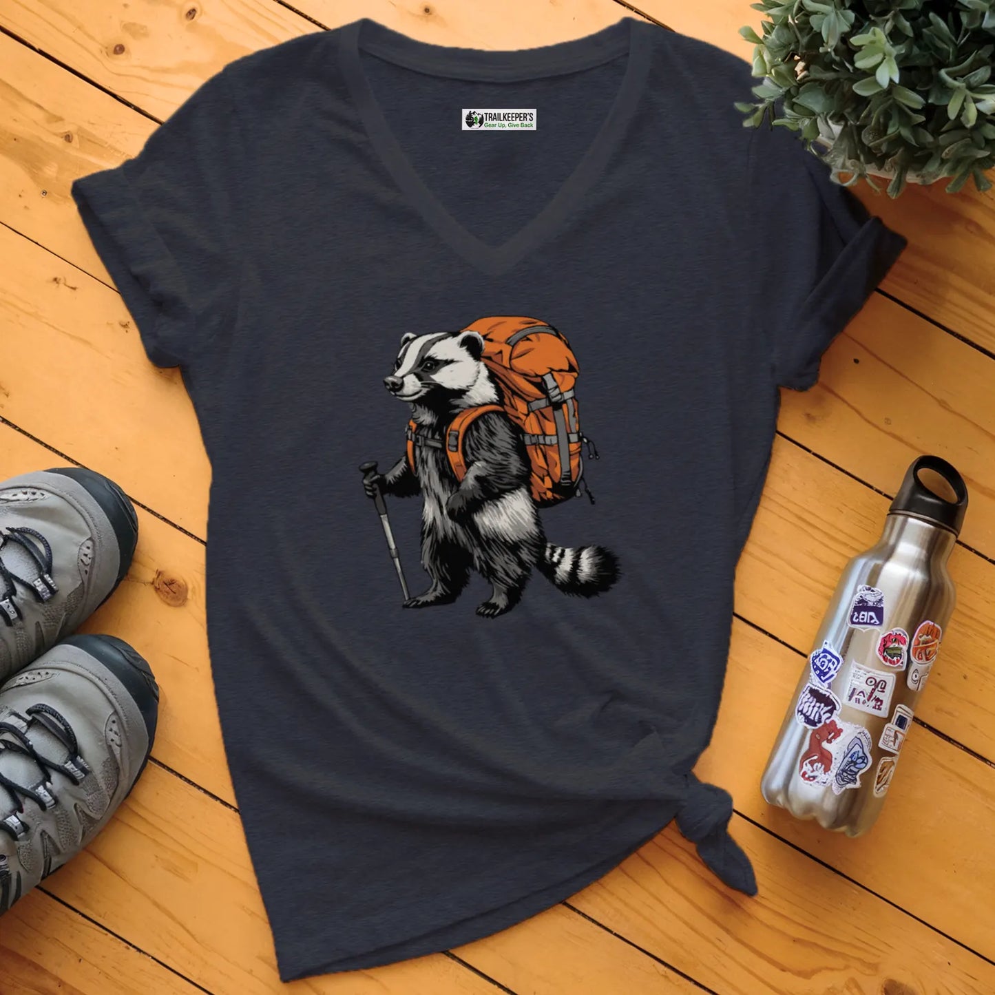 Badger Backpacker V-Neck T-Shirt