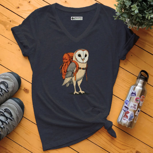 Barn Owl Backpacker V-Neck T-Shirt