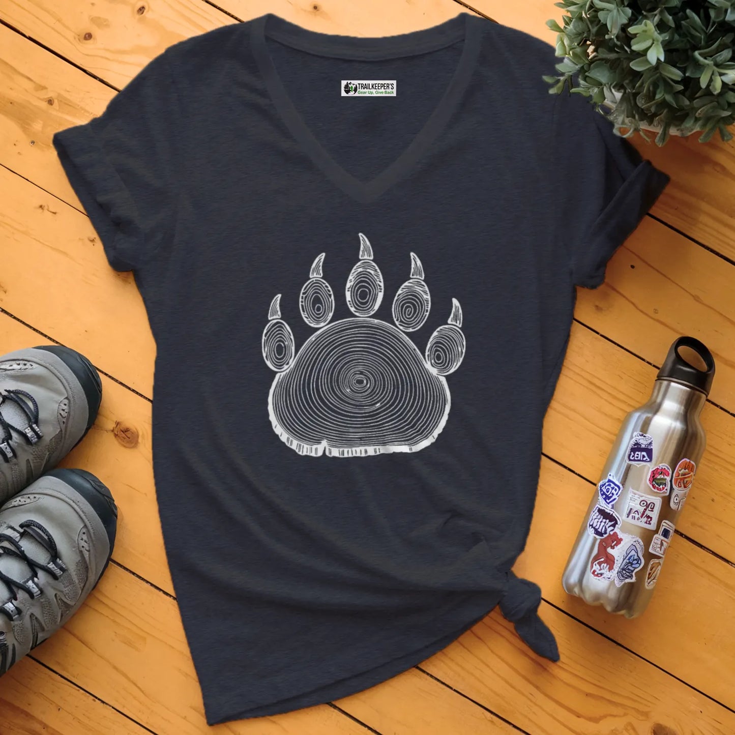 Bear Paw Tree Rings V-Neck T-Shirt