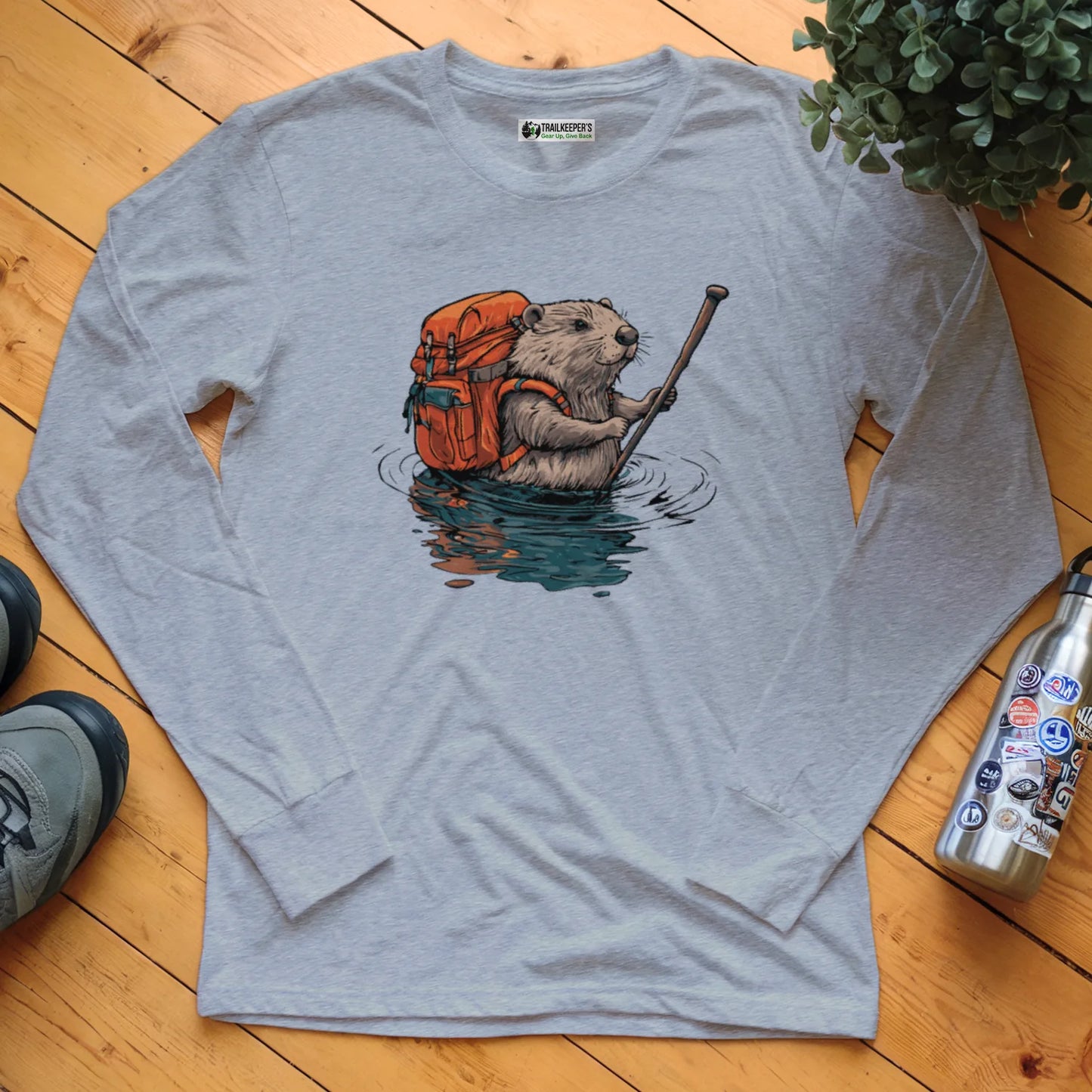 Beaver Backpacker Fording River Long Sleeve T-Shirt