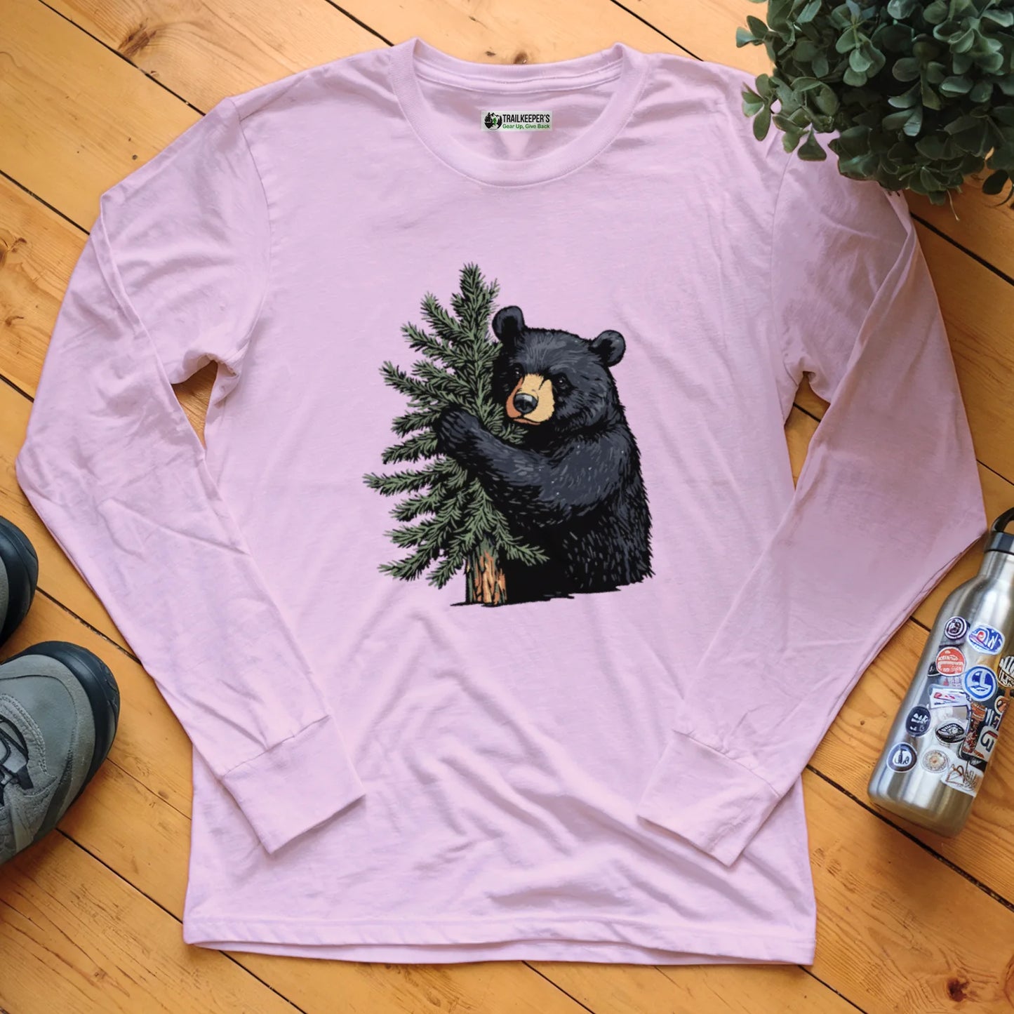 Black Bear Tree Hugger Long Sleeve T-Shirt