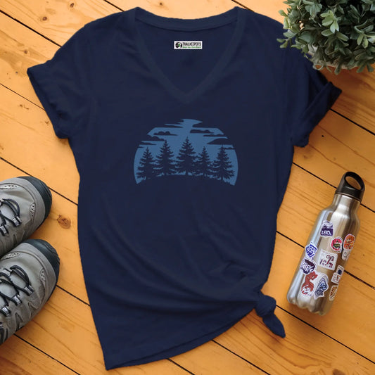 Blue Forest Silhouette V-Neck T-Shirt
