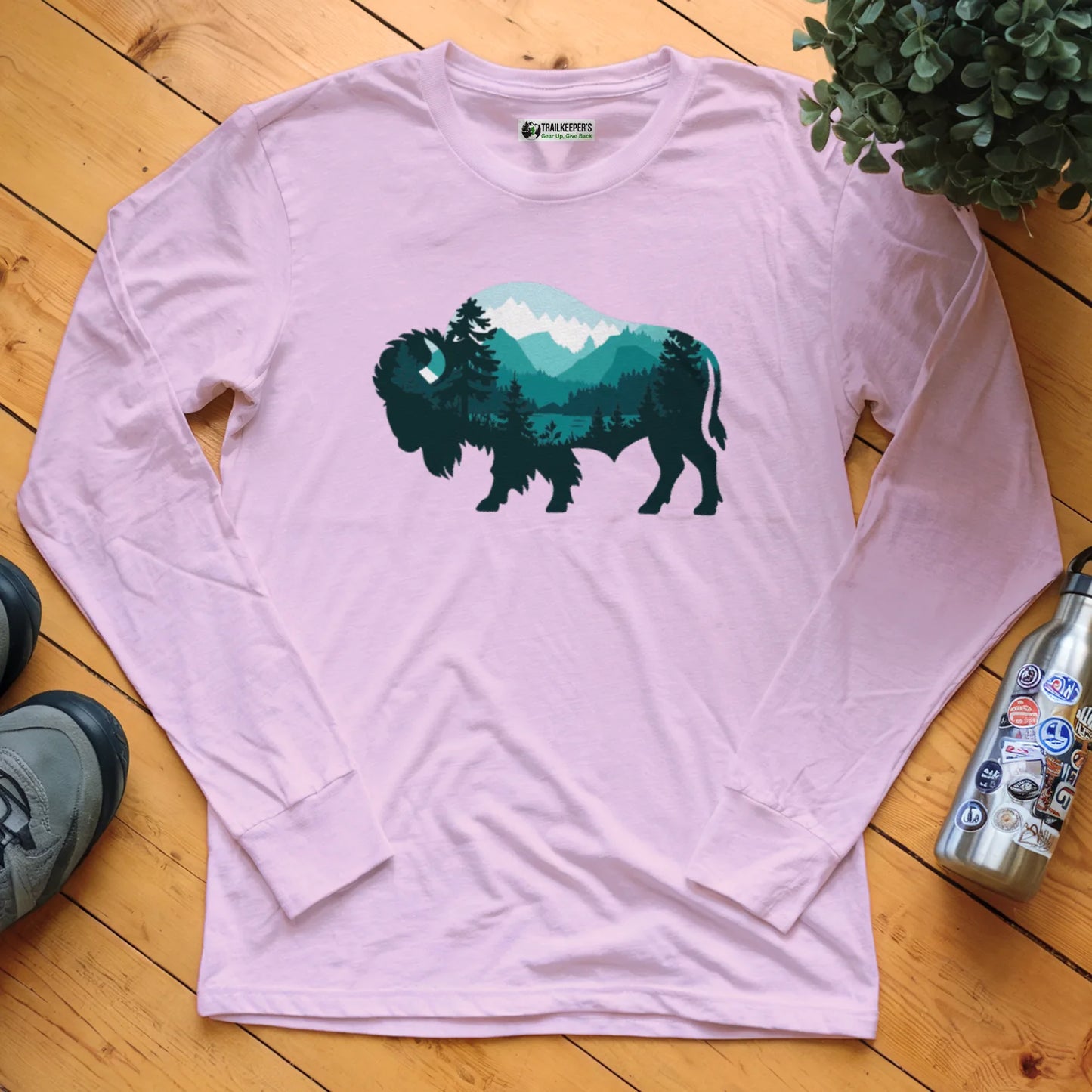 Buffalo Mountain Scene Long Sleeve T-Shirt