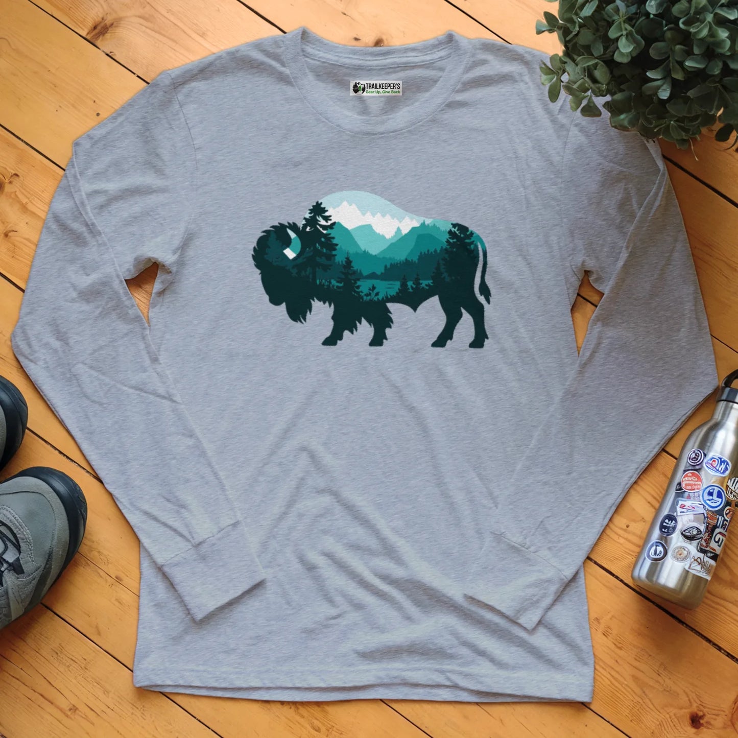 Buffalo Mountain Scene Long Sleeve T-Shirt