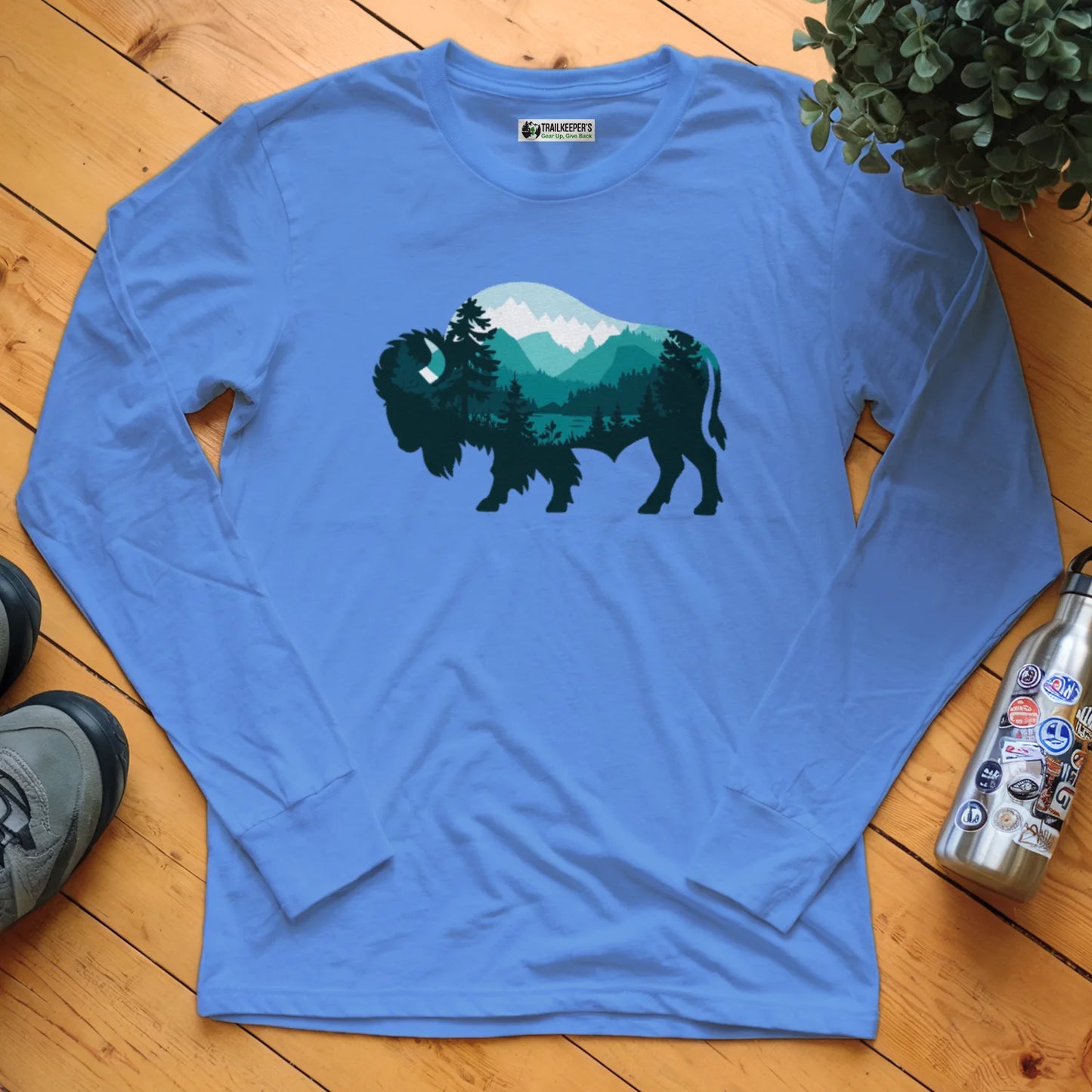 Buffalo Mountain Scene Long Sleeve T-Shirt