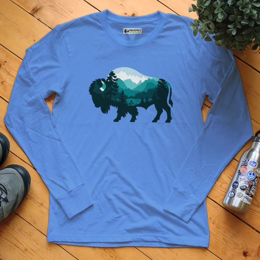 Buffalo Mountain Scene Long Sleeve T-Shirt