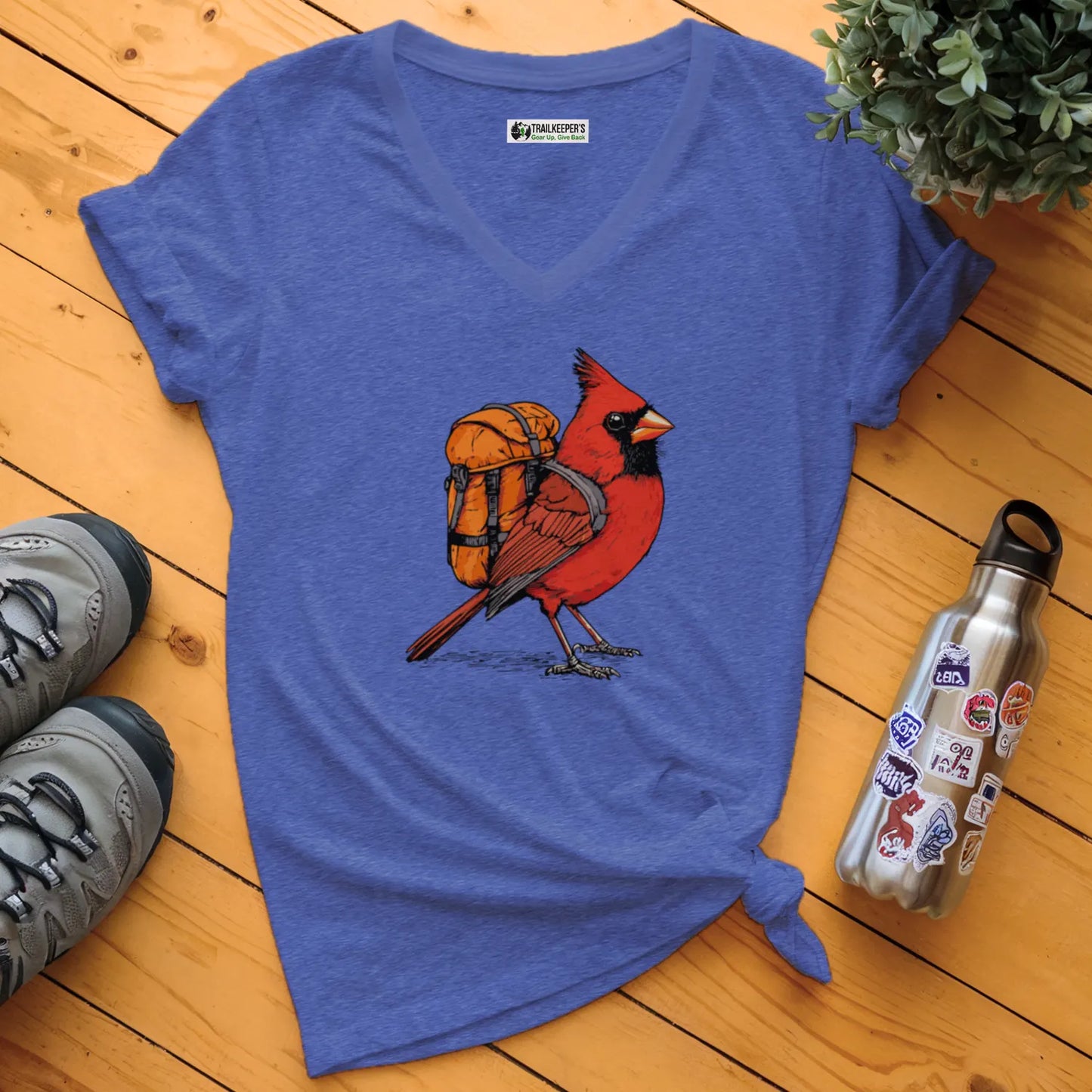 Cardinal Backpacker V-Neck T-Shirt