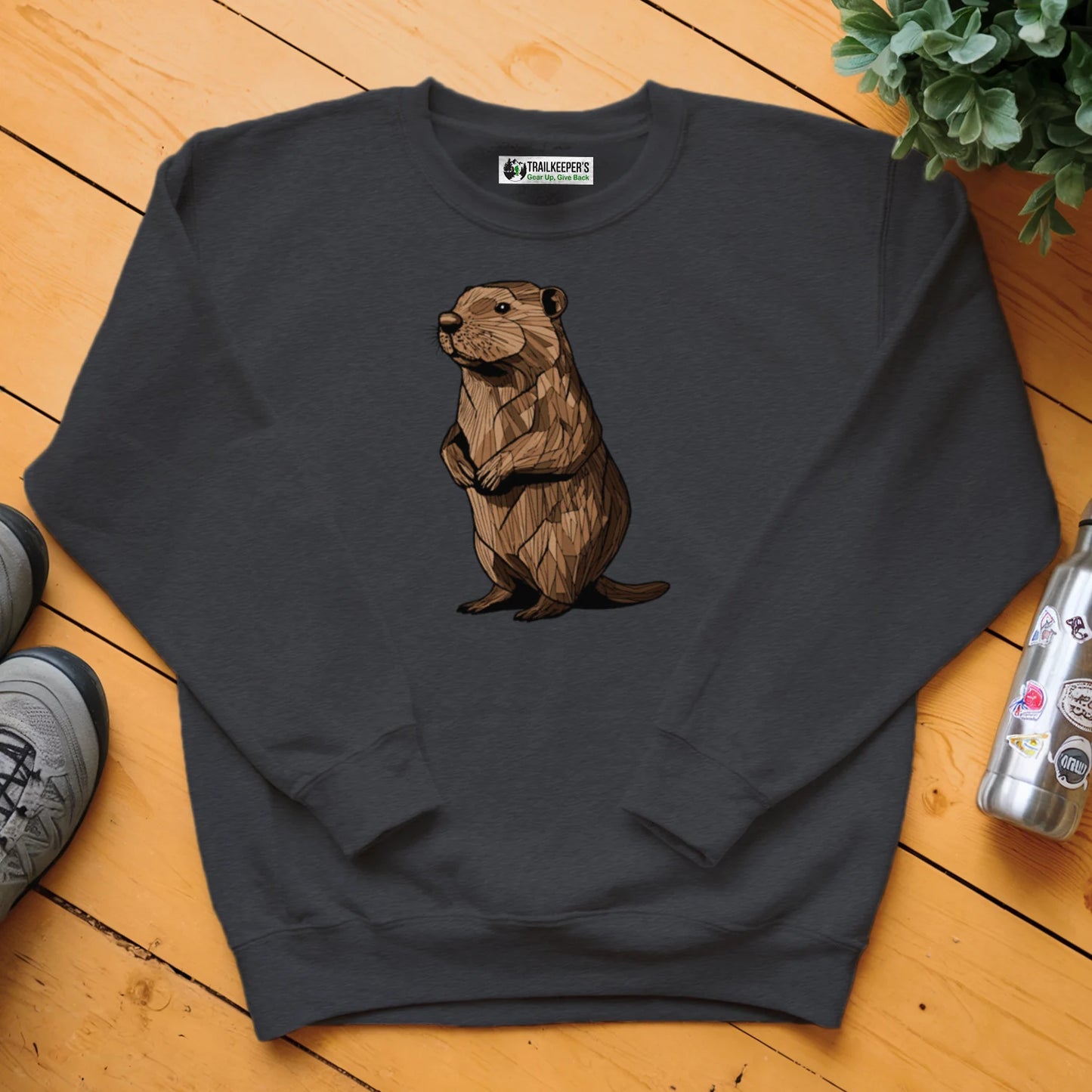 Carved Beaver Statue Sweatshirt