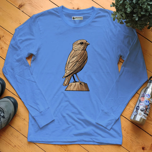 Carved Finch Statue Long Sleeve T-Shirt