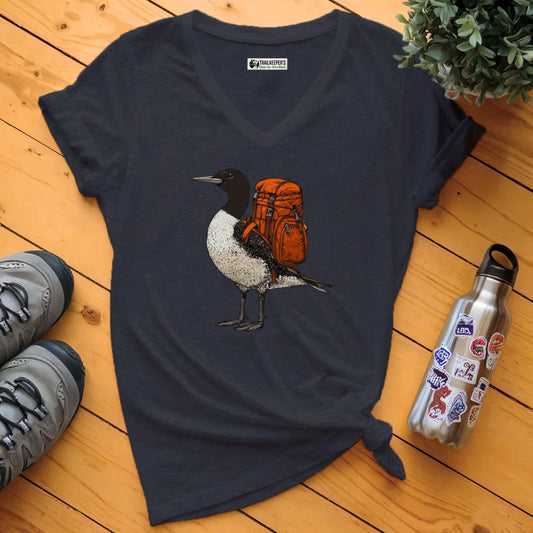 Common Loon Backpacker V-Neck T-Shirt