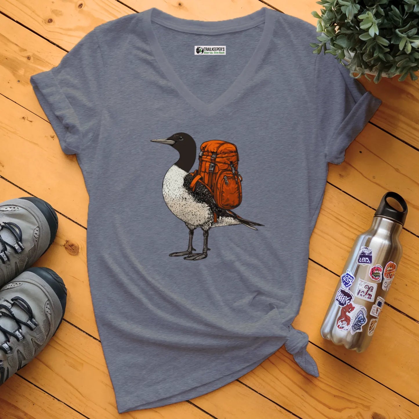 Common Loon Backpacker V-Neck T-Shirt