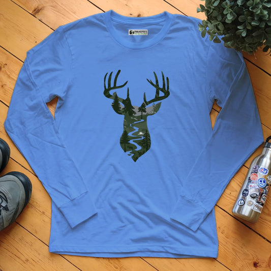 Deer Head Forest Long Sleeve T-Shirt
