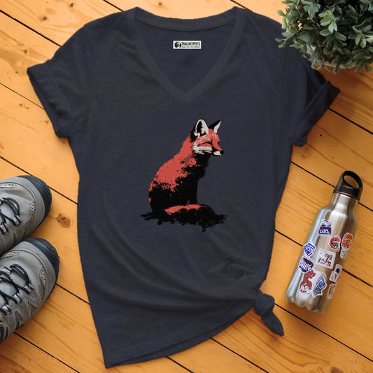Distressed Fox V-Neck T-Shirt