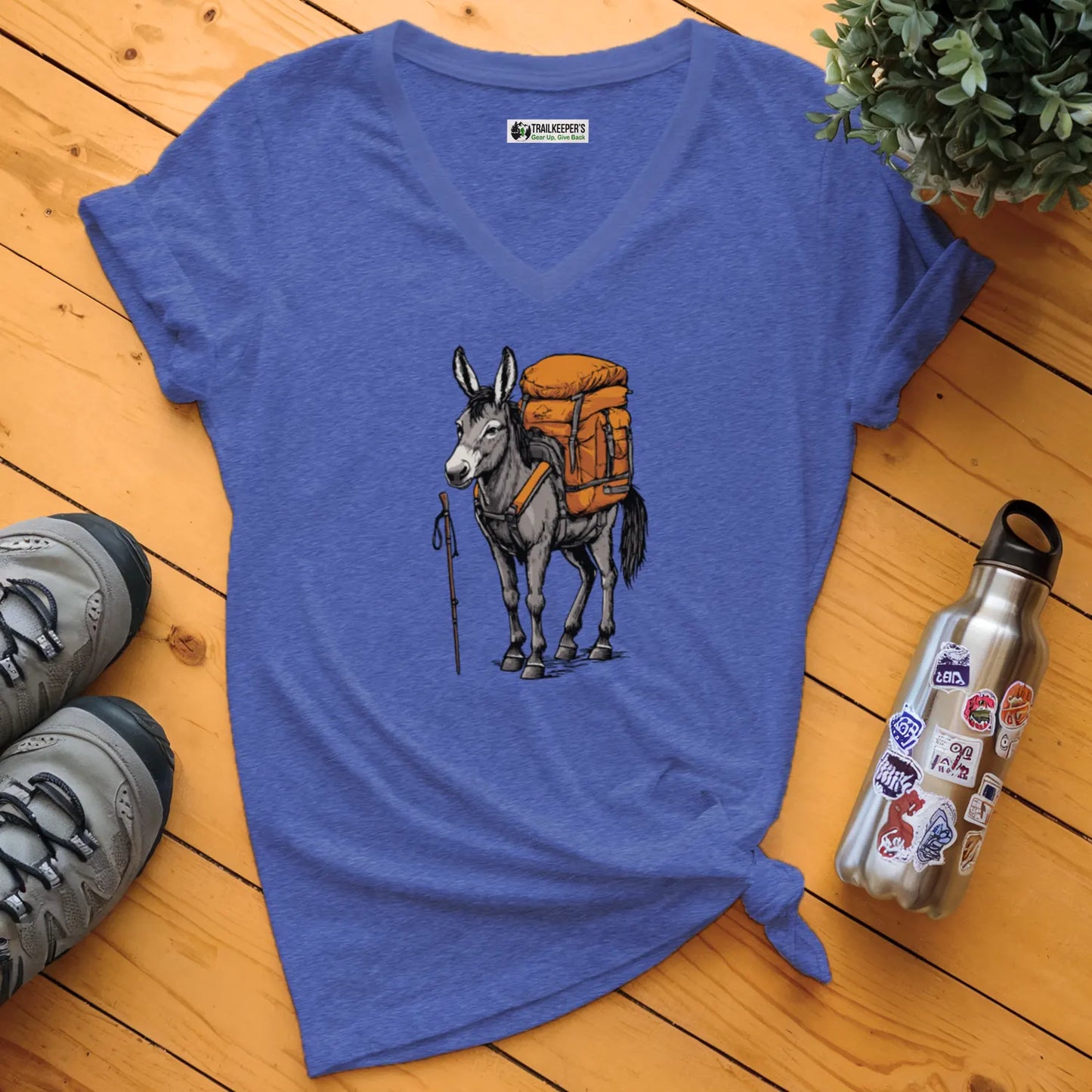 Donkey Backpacker V-Neck T-Shirt