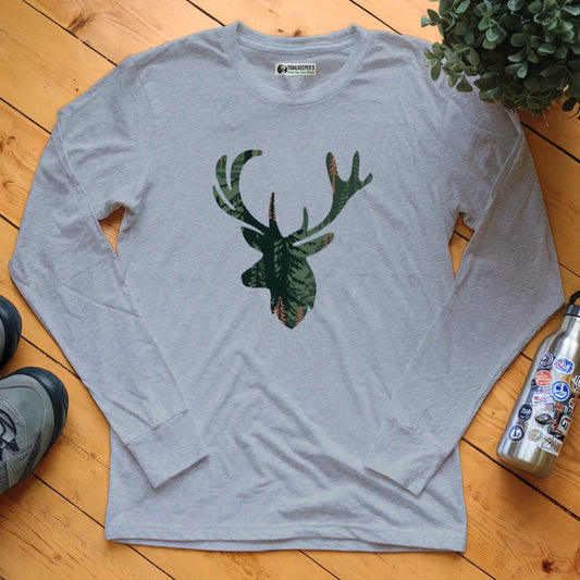 Elk Head Forest Long Sleeve T-Shirt