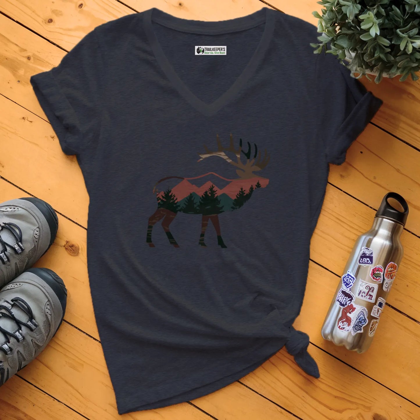 Elk Mountain Forest V-Neck T-Shirt