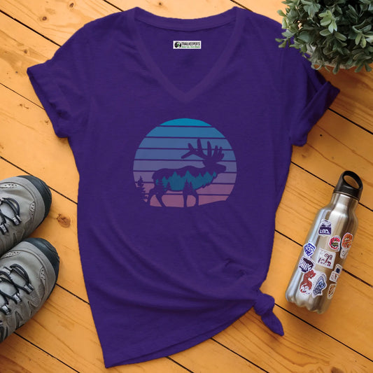 Elk Mountain Sunset V-Neck T-Shirt