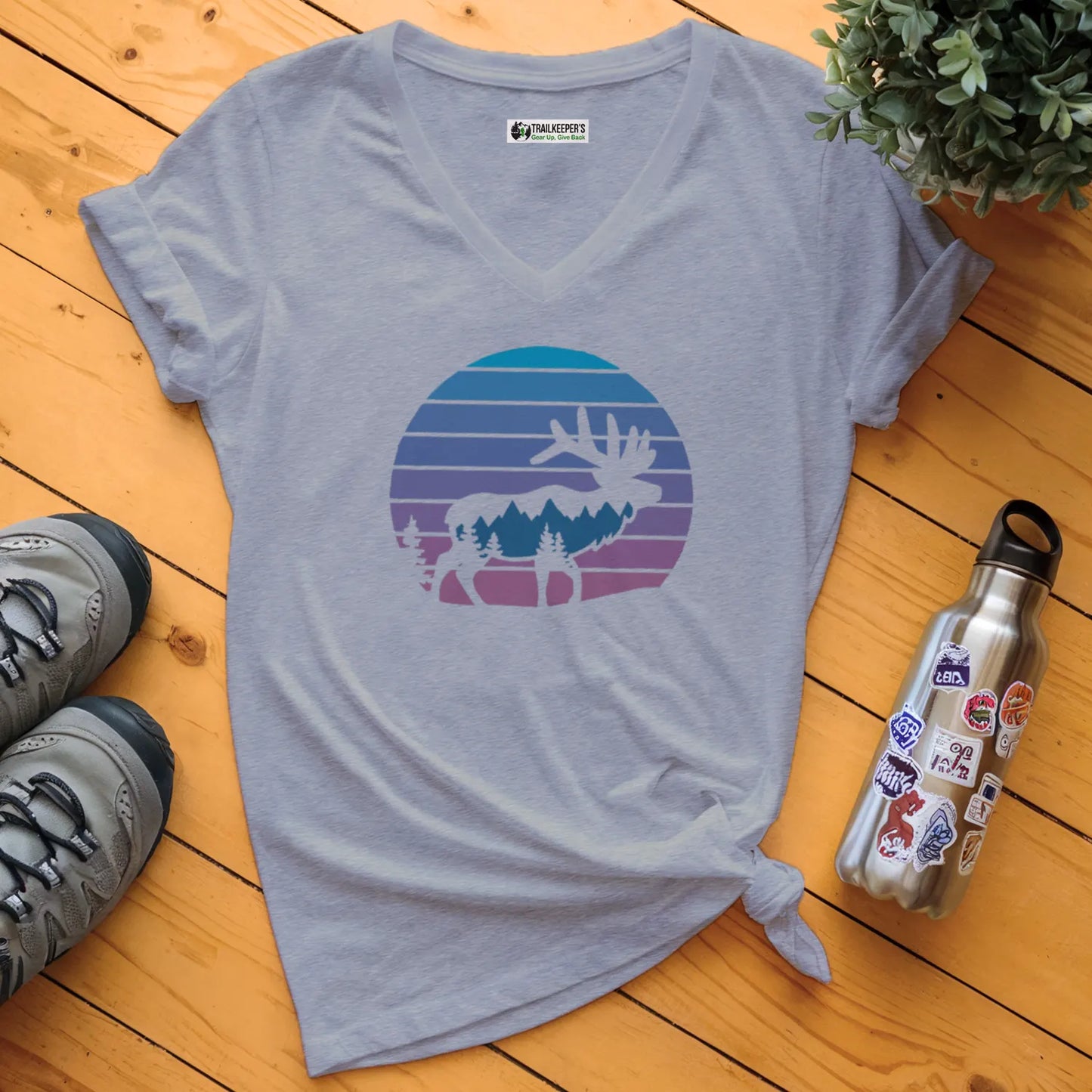 Elk Mountain Sunset V-Neck T-Shirt