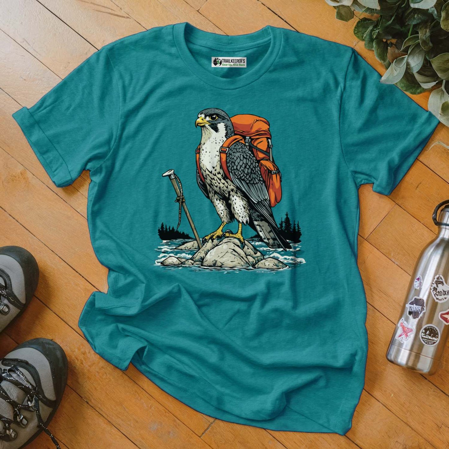 Falcon Backpacker On River T-Shirt