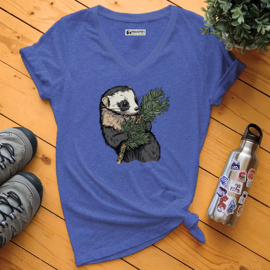Ferret Tree Hugger V-Neck T-Shirt