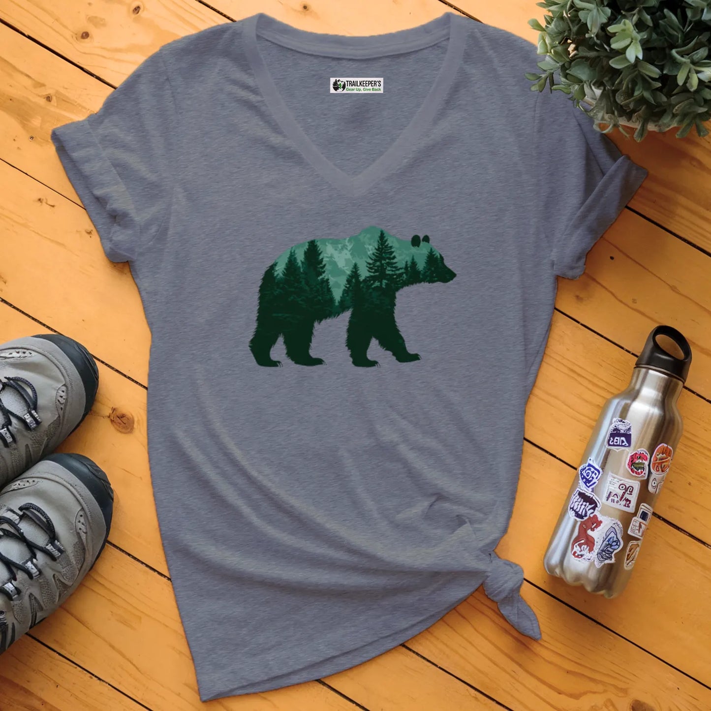 Forest Bear V-Neck T-Shirt