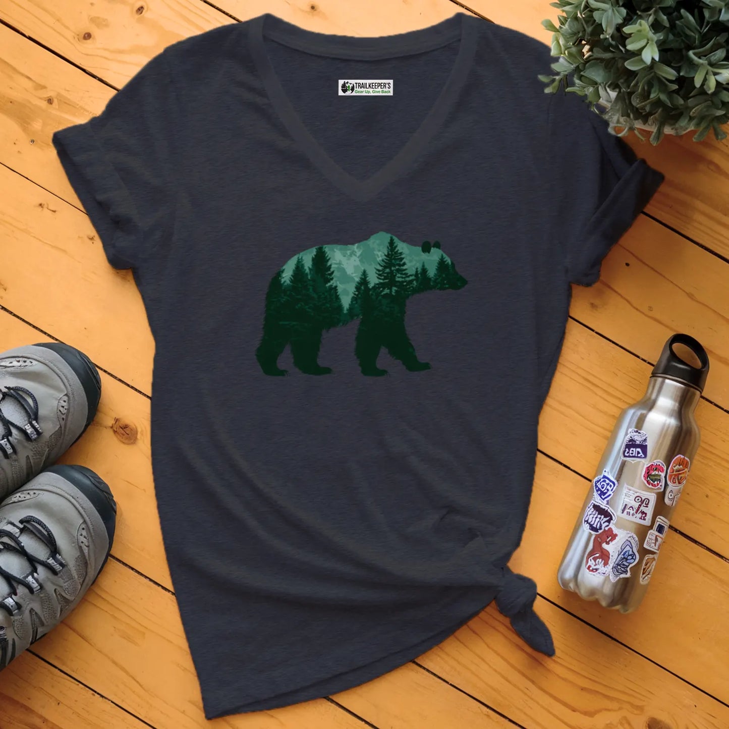 Forest Bear V-Neck T-Shirt