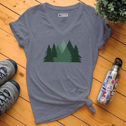 Forest & Mountains Silhouette V-Neck T-Shirt