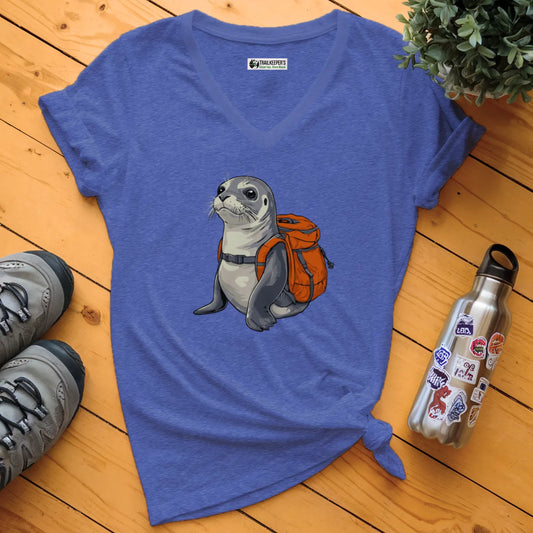 Grey Seal Backpacker V-Neck T-Shirt