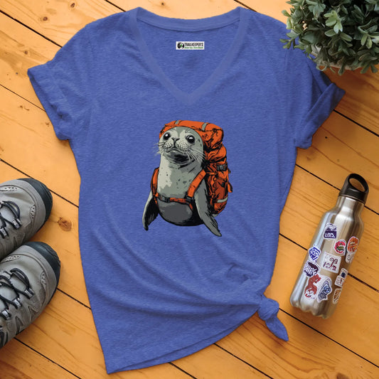 Grey Seal Backpacker V-Neck T-Shirt