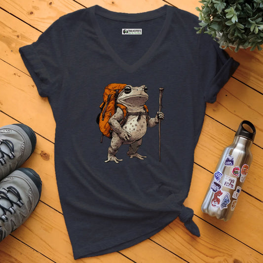 Grey Tree Frog Backpacker V-Neck T-Shirt