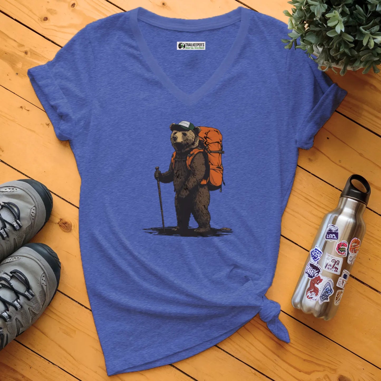Grizzly Backpacker V-Neck T-Shirt